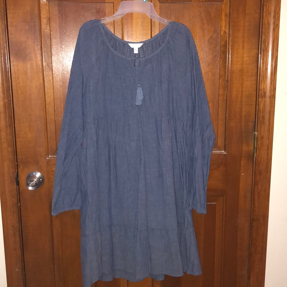 Blue peasant style dress